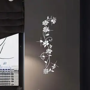 Rose Flower 2D Acrylic Mirror Wall Sticker Set, Decorative Sticker, Removable Self Adhesive Decal, Ideal for Living Room, Bedroom, Bathroom Decor, Perfect Gift Choice, Wall Art Stickers