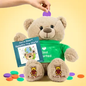 Bene Bear Emotional Support Plush & Book Set for Kids - Soft Huggable Toy Teaches Kindness Empathy Respect - Includes Storybook & Tokens - Perfect for Social Learning & Gift Ideas