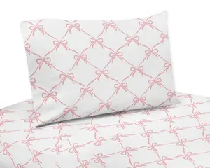 Sweet Jojo Designs 4-Piece Queen Sheet Set (Pink Bows) for Girls, Kid, Children, Adult Bedding incl. Flat Fitted Bed Sheets & Pillow Covers (Bow for the Ballerina, Ballet Dancer, Princess Collection)