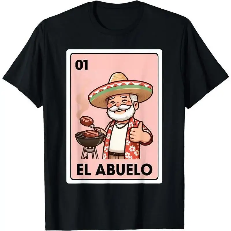 Traditional Mexican Grandma and Grandpa Grilling Bingo T Shirt for Unisex Comfort and Classic Style