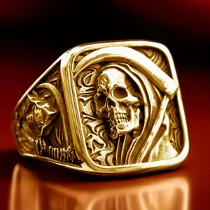 A Retro Trendy Hip-hop Style Skull Ring for Halloween Evil Ward Off Unisex Fashion High Quality Valentine Christmas Halloween Gift Daily Casual Accessory