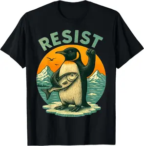 Penguin Resist Shirt Graphic Vintage Arctic Protest TShirt 45759 2533