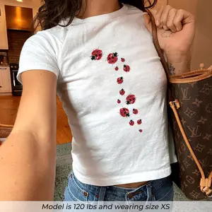 Ladybug Aesthetic Baby Tee Red Coquette Stargirl Downtown Girl Iconic Trendy Babytee Y2k Shirt