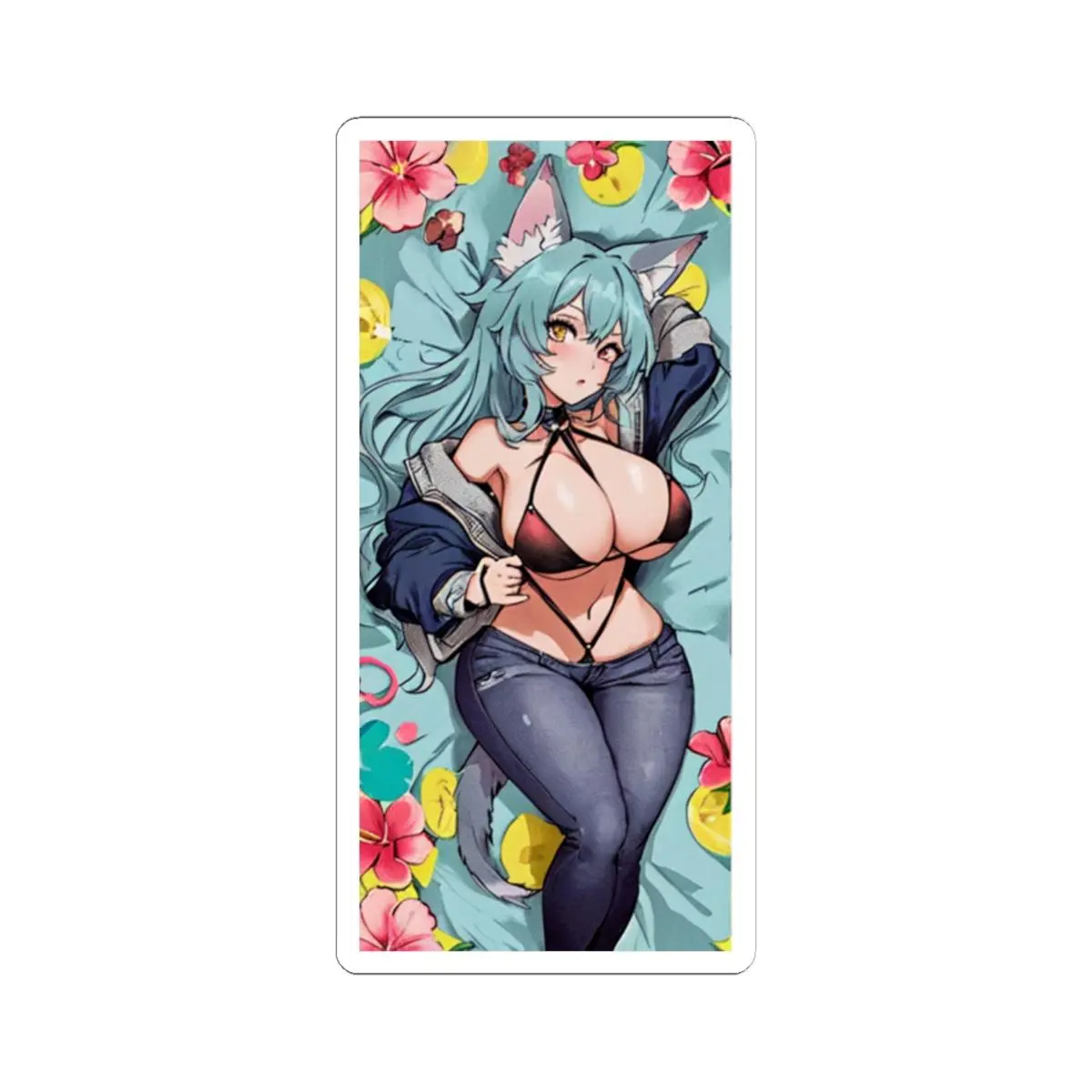 Anime Wolf Woman NSFW Furry Sticker, Decal, Laptop Decal, Car Sticker, Water Bottle Sticker, Gift for Teens Decor Decorative Vinyl Glossy