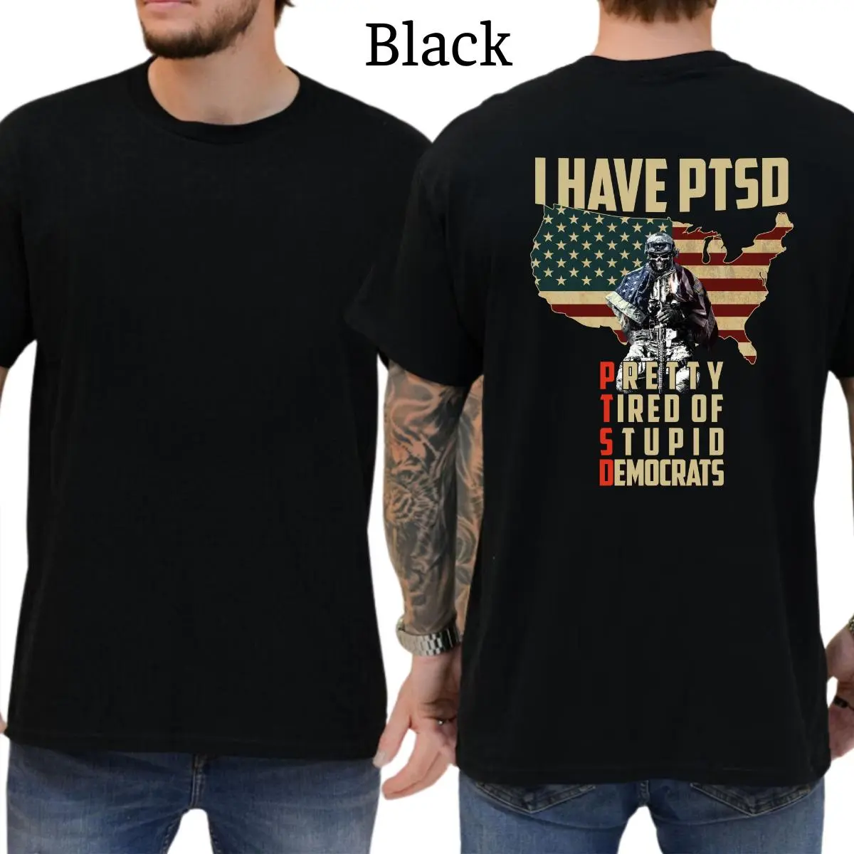 I Have PTSD T-Shirt, Mens Shirts Funny, Conservative Political Graphics Tee, Patriotism Graphics Shirt, Men's Gifts, Casual Menswear, For Men