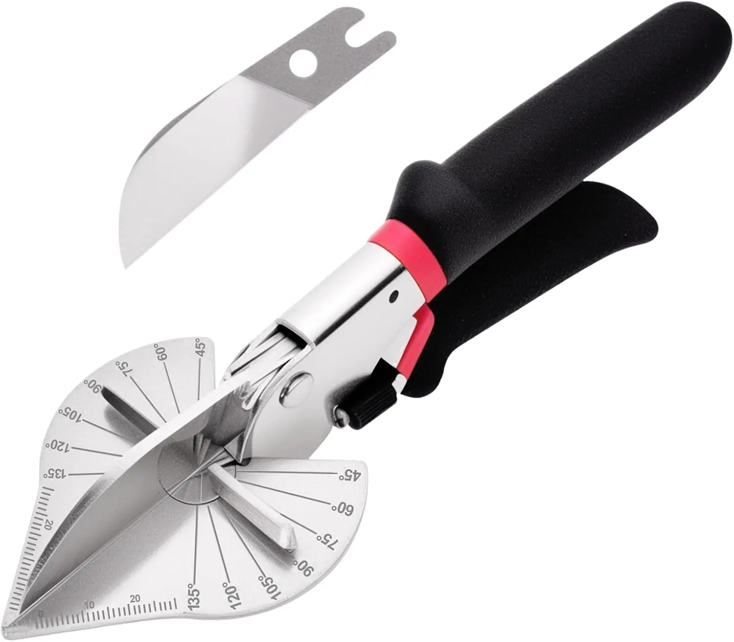 Multi Angle Miter Shears for Moulding and Trim, Quarter Round Cutting Tool for Cutting Soft Wood, Plastic, PVC, Adjt at 45-135 Degree Multi-Angle, Hand Tools with 1pc Extra Blade