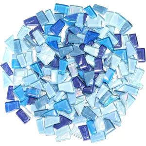 Blue Mixed Irregular Glass Mosaic Tiles 300 Grams DIY Mosaic Craft Set for Adults Mosaic Making Supplies
