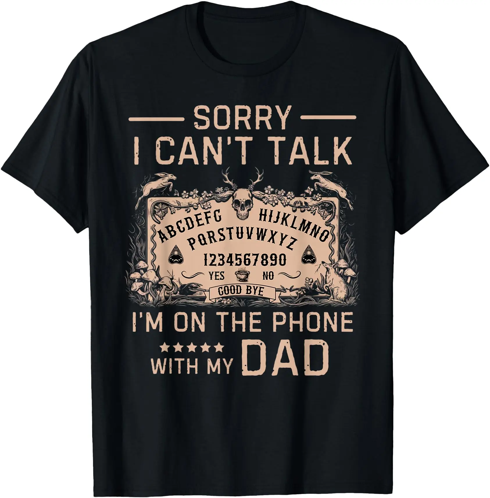 Women's Ouija Board Graphic T-Shirt - 'Sorry I Can't Talk' Slogan, Classic Short Sleeve, Relaxed Fit, Soft Breathable Cotton Casual Top