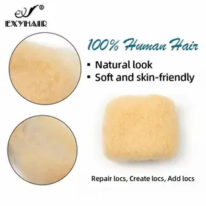 Exyhair #613 Tight Afro Kinky Bulk Human Hair for Dreadlock Extensions Repair Locs Twists Braids Natural Look Soft Skin Friendly Fluffy Hairpiece