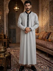 Arabic Islamic Muslim Traditional Clothing, Ramadan Festival Holiday Wear, Loose-Fitting Robe for Men, Modesty Authentic Saudi Thobe, Daily and Special Occasions
