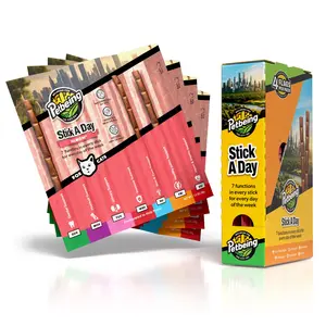 Stick a Day Cats | Salmon Flavor | Specially Formulated 7-in-1 Functions Daily Real Meat Snacks for Cats | Tasty Cat Treat & Pet Vitamins & Supplements Combination (Pack of 28 Sticks)