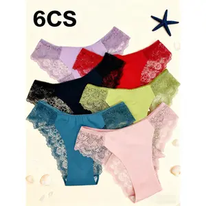 6PCS New Arrival: Low-Waist Lace Panties seamless underwear and panties exercise elegant light and thin close-fitting and lightweight silky smooth and sexy characteristics low-waisted beautiful and br Womenswear Lingerie Basic Minimalist breathable comfor