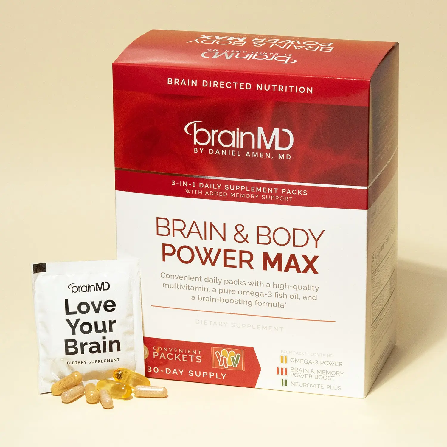 BrainMD - Brain & Body Power MAX - NeuroVite Plus Multivitamin Omega-3  Power Brain & Memory Power Boost - 60 Packets - TikTok Shop
