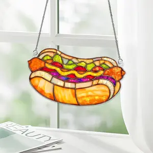 Hot Dog Window Decor Suncatcher, Kitchen Theme Decor