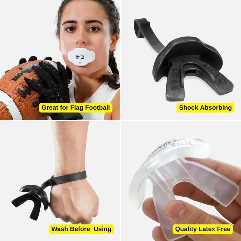 Football Mouth Guard - Lip/Mouthguard with Helmet Strap - Lip/Teeth Protector Mouthpiece - No Boil - for Youth/Adults, Maximum Air Flow, for All Sports - Momma This One for You