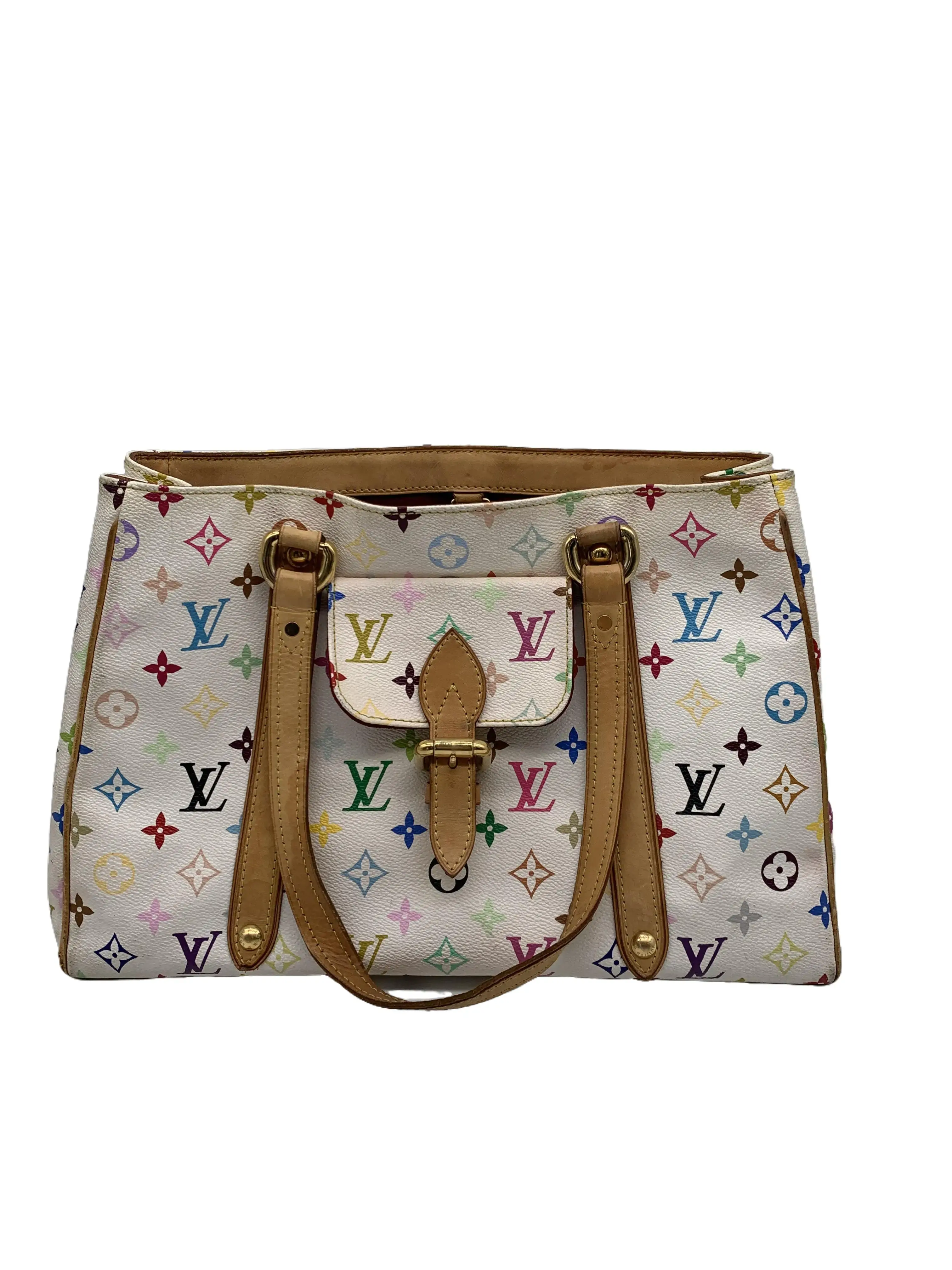 Pre-owned Louis Vuitton White Multicolore Monogram Tote Handbag/wj08317081/7081