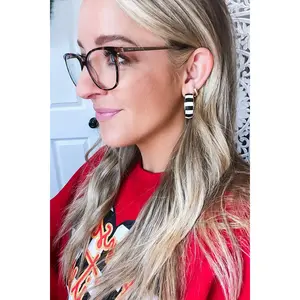 FAUX LEATHER TWO TONE HOOP EARRINGS