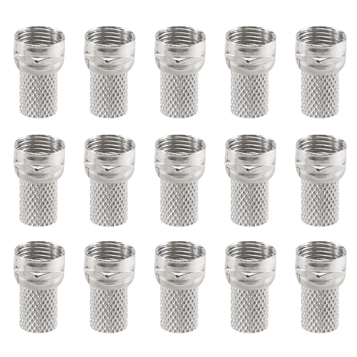 15 Plated Alloy F-Type Male RF Connectors - RG6 Twist-On Coaxial Car & Vehicle Accessories for CCTV Cameras, Easy-Install Frames & Fittings (Automotive & Motorcycle Use), Car Accessories, Antennas