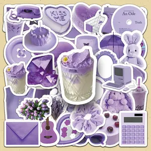 Lavender Theme Sticker, 50pcs/set Lavender Series Sticker, DIY Decorative Sticker for Scrapbooking, Journaling, Gift Wrapping
