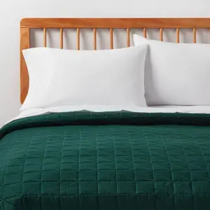Full/Queen Microfiber Quilt Dark Green - Room Essentials