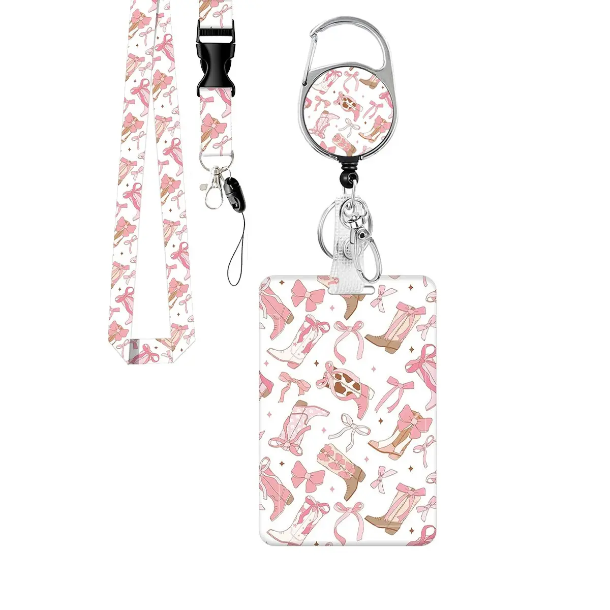 Western Cowboy Boots ID Badge Clip with Lanyard and Card Holder, Nursing Badge Reel, Nursing Student Badge Reel, Rotating Badge Stand, Keychain, Badge Accessories, Office Gift for Nurses, Teachers, Doctors