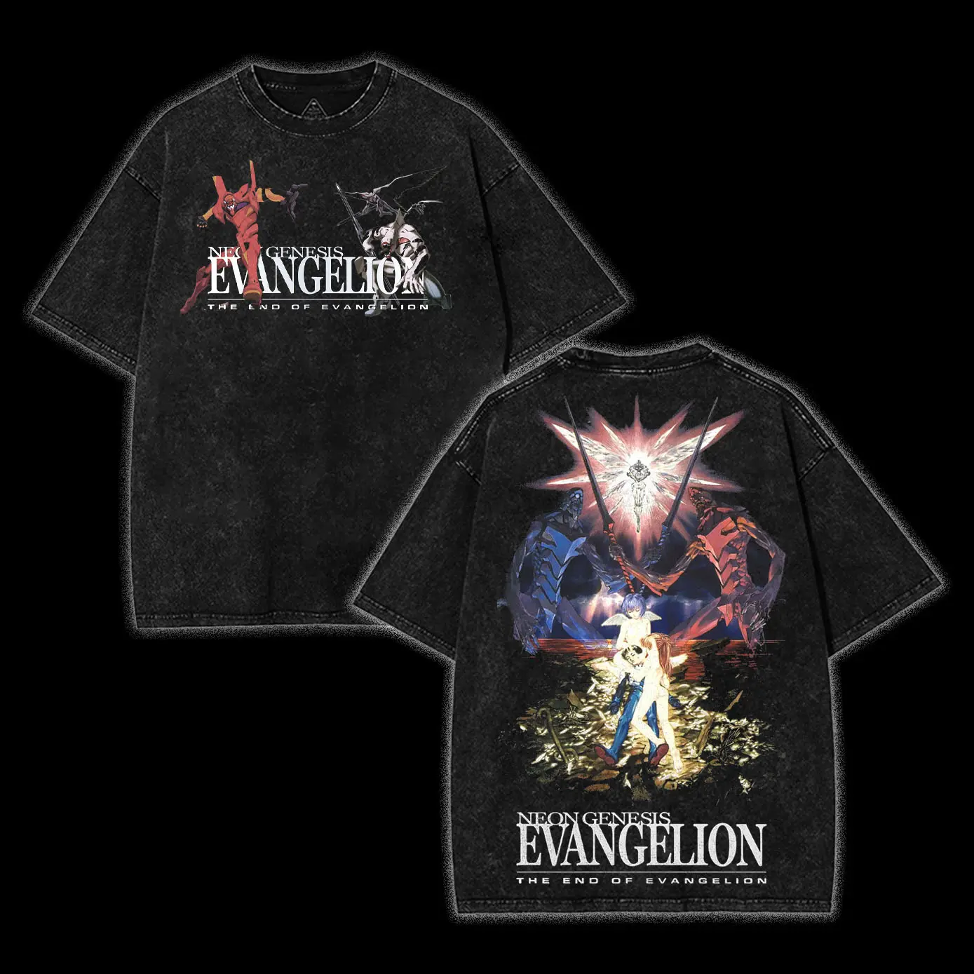 End of Eva Shinji Asuka Rei Shirt - Vintage Anime Neon Genesis Evangelion Graphic Tee, Perfect Gift for Anime Fans and Manga Lovers Menswear Top anime fan clothes Fabric Seamless