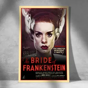 Bride of Frankenstein Art Print – Classic Universal Monsters Horror Poster - Halloween Wall Art
