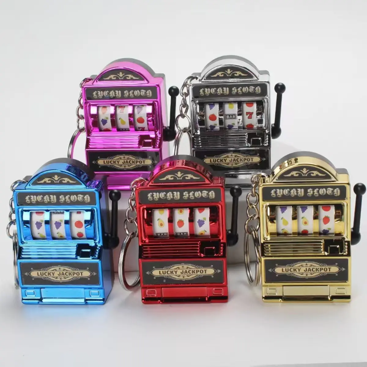 Simple Fashion Trend Keychain Toy Fruit Machine Slot Machine Keychain Personalized Creative Car Pendant Key Ring GiftAccessories