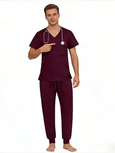 Bulk Order 2Pcs Unisex Scrubs Set, Multicolor Work Uniform for Pet Clinic, Vet Hospital & Cat Cafe, Workwear, Menswear