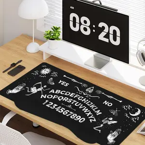 4 - in - 1 Ouija Board Elements Large Gaming Mouse Pad + Keyboard Wrist Rest + Mouse Pad with Wrist Support + Coaster Set with Ergonomic Design for Home Office Table Computer, Rubber Base Mousepad with Stitched Edges, Easy Typing Pain Relief