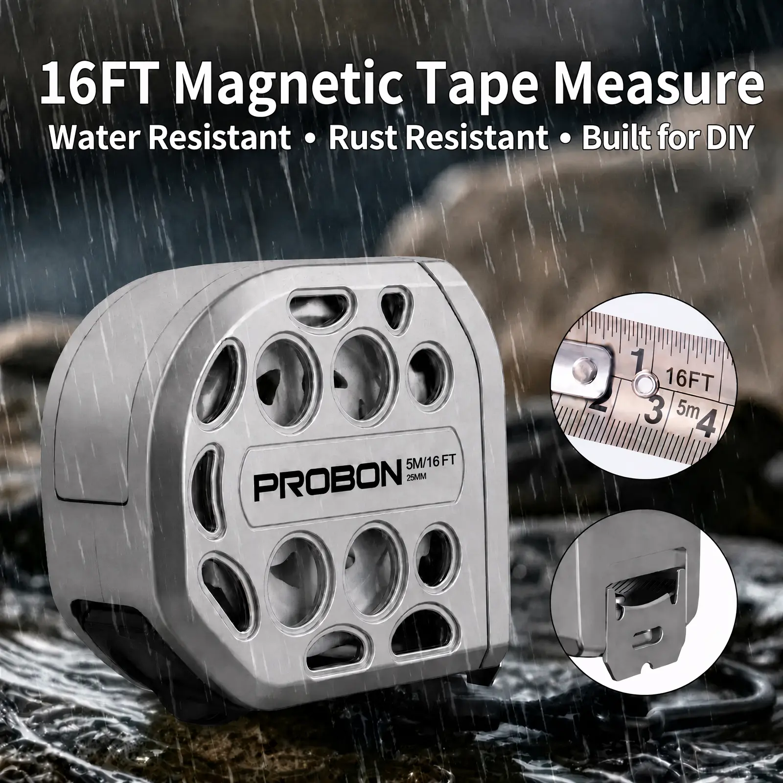 16FT Magnetic Stainless Steel Tape Measure - Retractable Tape Measure with Self-Locking, Double-Sided Scale & Fraction Markings for Woodworkers, Carpenters, DIY and Home Improvement Projects homeessentials
