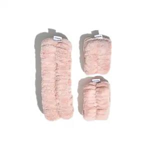 Cloudpuff 2-Piece Hair Protection Headbands for Women, Rose Headband and Wristband Set
