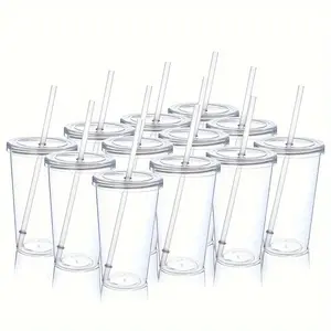 6-Piece Set Reusable Drinking Cups with Straws and Lids - Water Bottles for Cold Drinks, Smoothies, and Iced Coffee - Perfect for Parties and Birthdays - Summer Parties, Picnics, Barbecues, Camping Gift Ideas