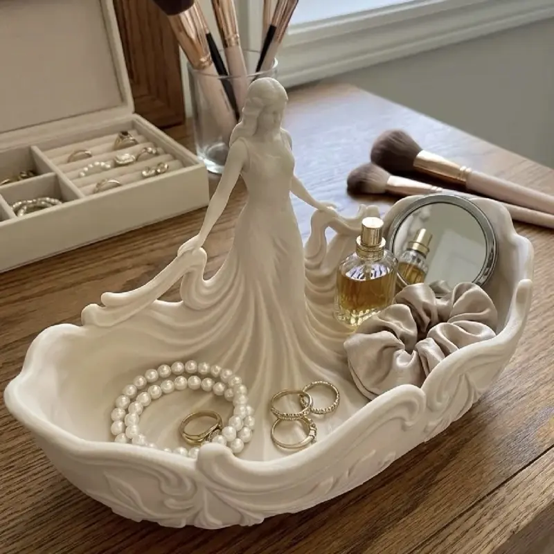 Goddess Vanity Tray - Elegant White Design for Jewelry & Makeup Storage - Perfect for Organizing Accessories & Beauty Products