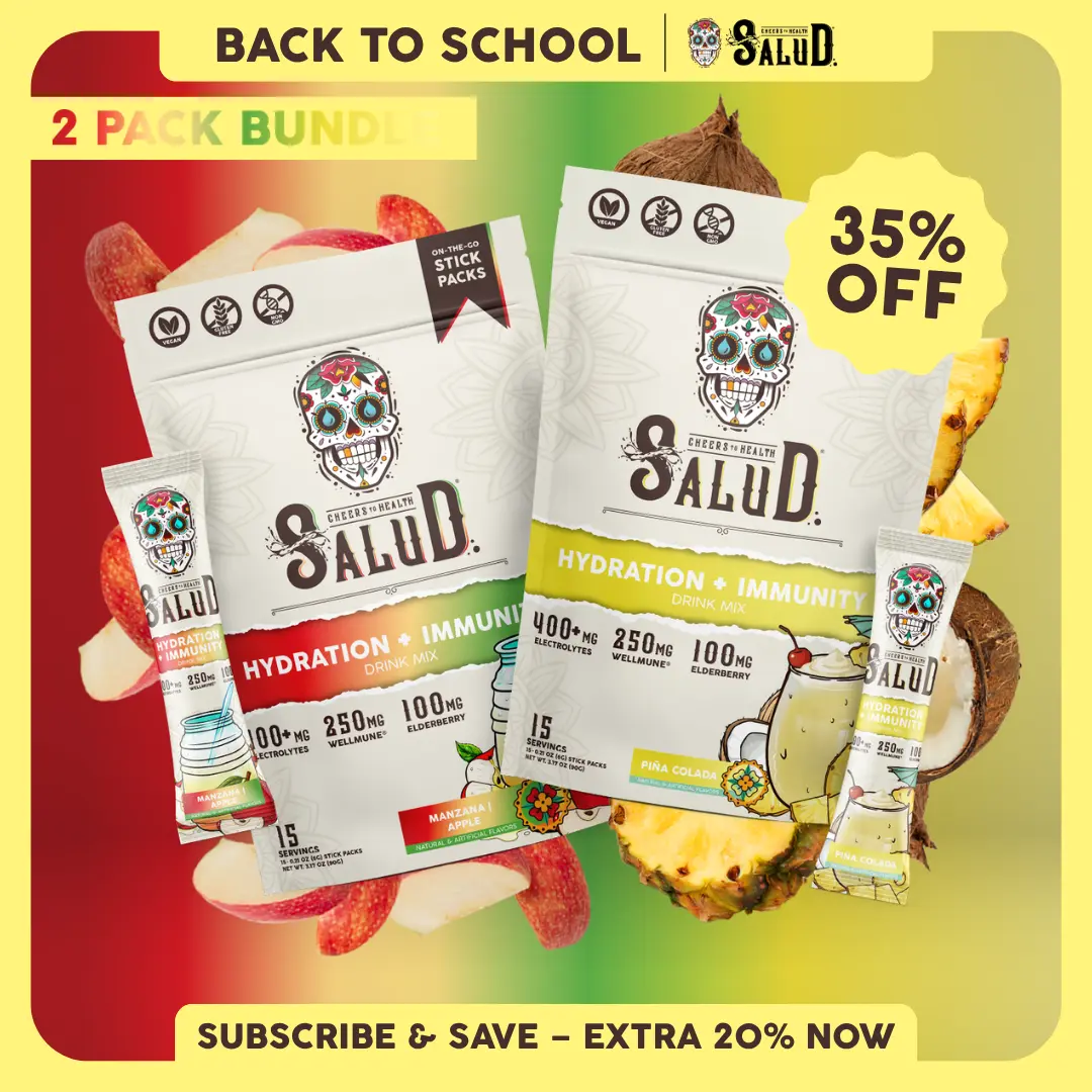 Salud 2-in-1 [Newness Duo] Agua Fresca Drink Mix, Hydration + Immunity, Electrolytes Powder, Agua Fresca Drink Mix, Elderberry, Dairy & Soy Free, Non-GMO, Gluten Free, Vegan, Low Calorie, 1g Sugar (2-Pack, 30 Servings)