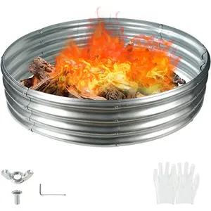 60 Inch Diameter Round Galvanized Fire Pit Ring/Fire Ring - Foldable and  for Outdoor Gatherings and Campfires in The Yard/Garden/Park/Beach (5 FT Diameter, )