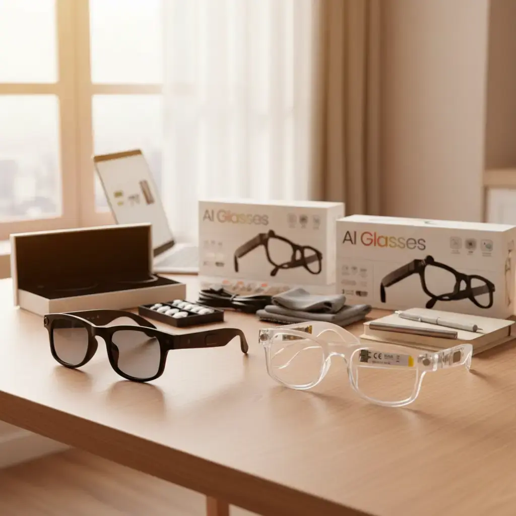 AIMB-G2 Unisex Wearable Smart Glasses with Camera, Bluetooth Audio, Translation, HD Photo/Video, Long Battery Life, Charging Cable for Travelers, Professionals (Eyeglasses Smart Glasses Category)