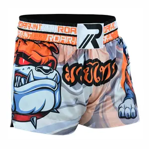 ROAR-INT Kids Bull-Dog Muay Thai Fight Boxing Trunk Shorts for Boys and Girls