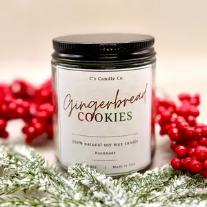 Gingerbread Cookies | Soy Wax Candle | Handmade | Non-Toxic | Highly Scented | Decor | All Natural | 8oz
