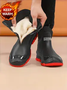 Women's Large Size Warm Durable Rain Boots Short PVC Outdoor Water Shoes Kitchen Work Waterproof Fishing Car Wash Shoes