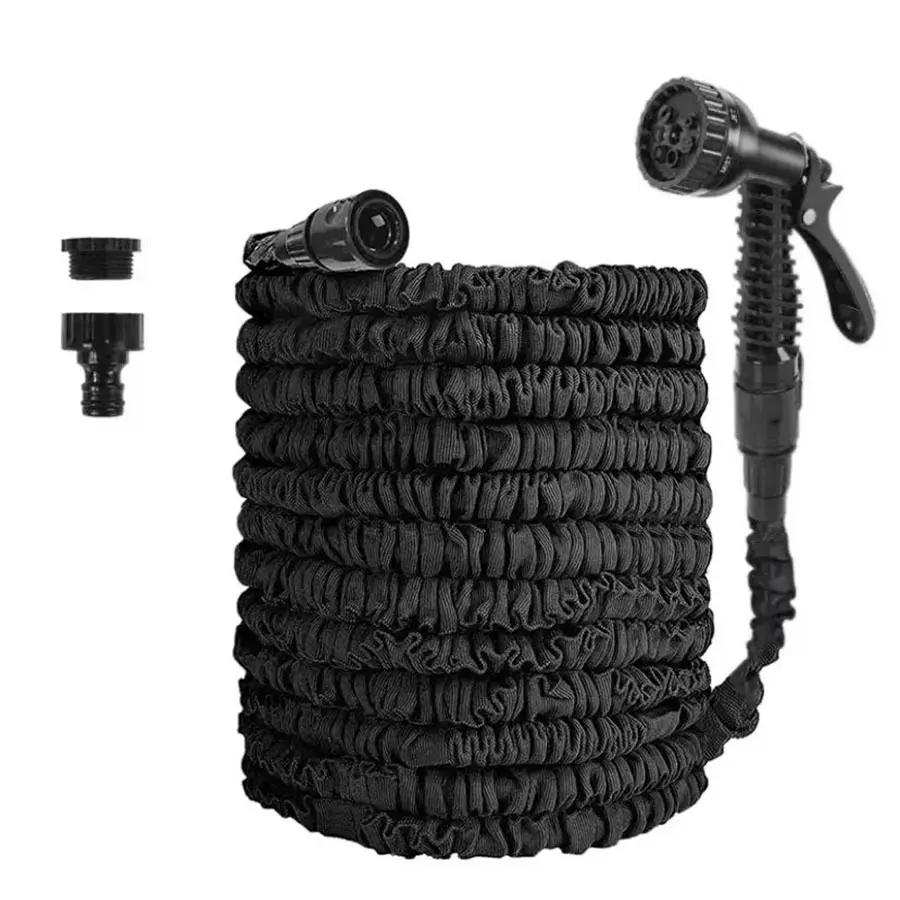 Expandable Garden Hose with High Pressure Car Wash Gun, Adjustable Seven-Function Water Gun Nozzle, Durable Abs Material, 25/50/100/150/200ft Options, Portable Garden Hose