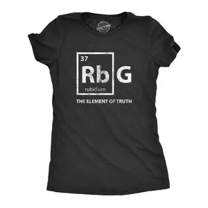 Womens RBG Element Of Truth T Shirt Ruth Bader Ginsburg Supreme Court Science Tee Funny Womens T Shirts Cute Vintage Fashion Casual Ladies T-Shirt Gift Science Tops for Women Funny Political Top Women's Novelty Black