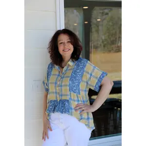 Cotton Print Mixed Button Down Short Sleeve Shirt