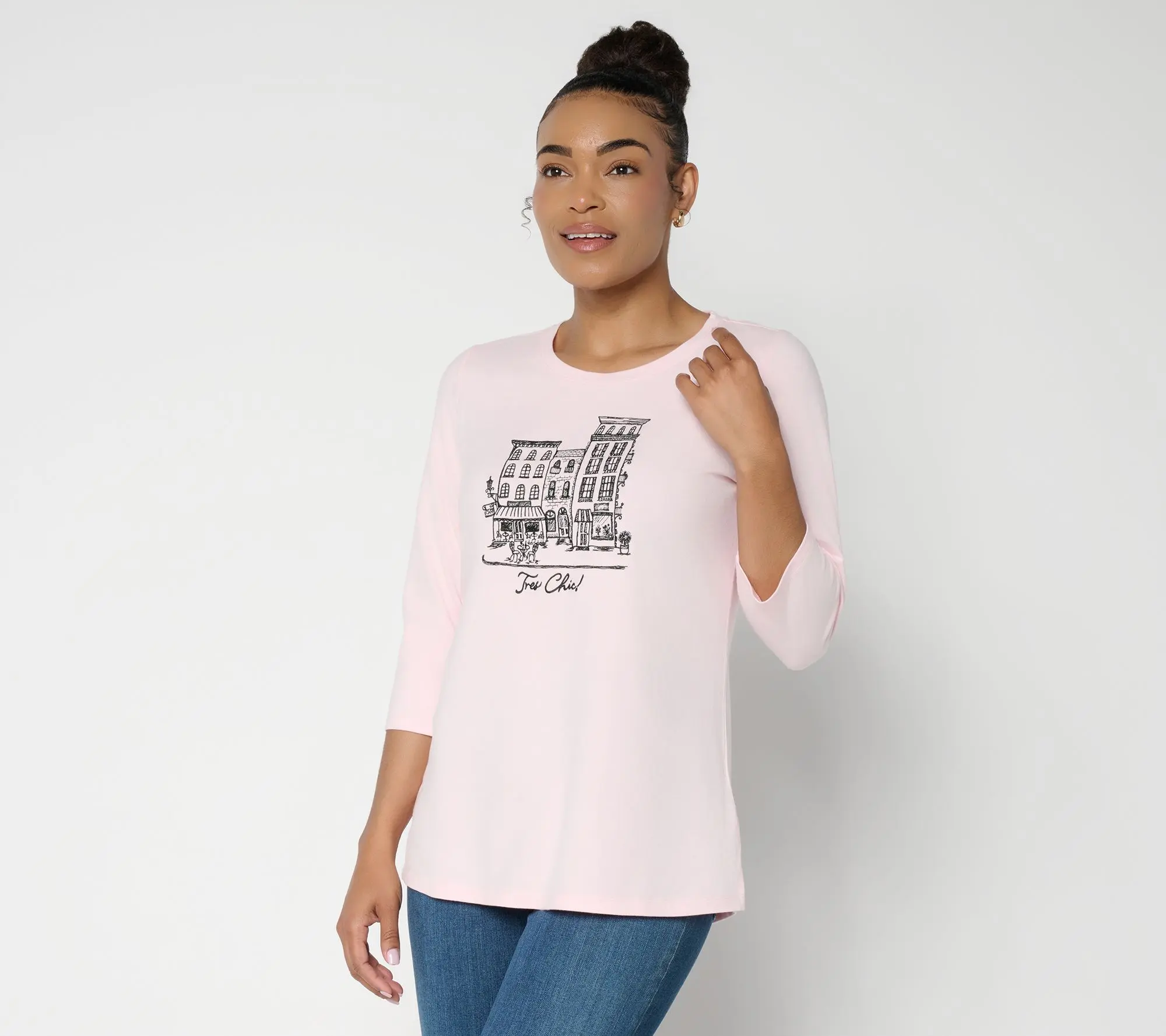 Belle by Kim Gravel TripleLuxe Knit Tres Chic! 3/4 Sleeve Top