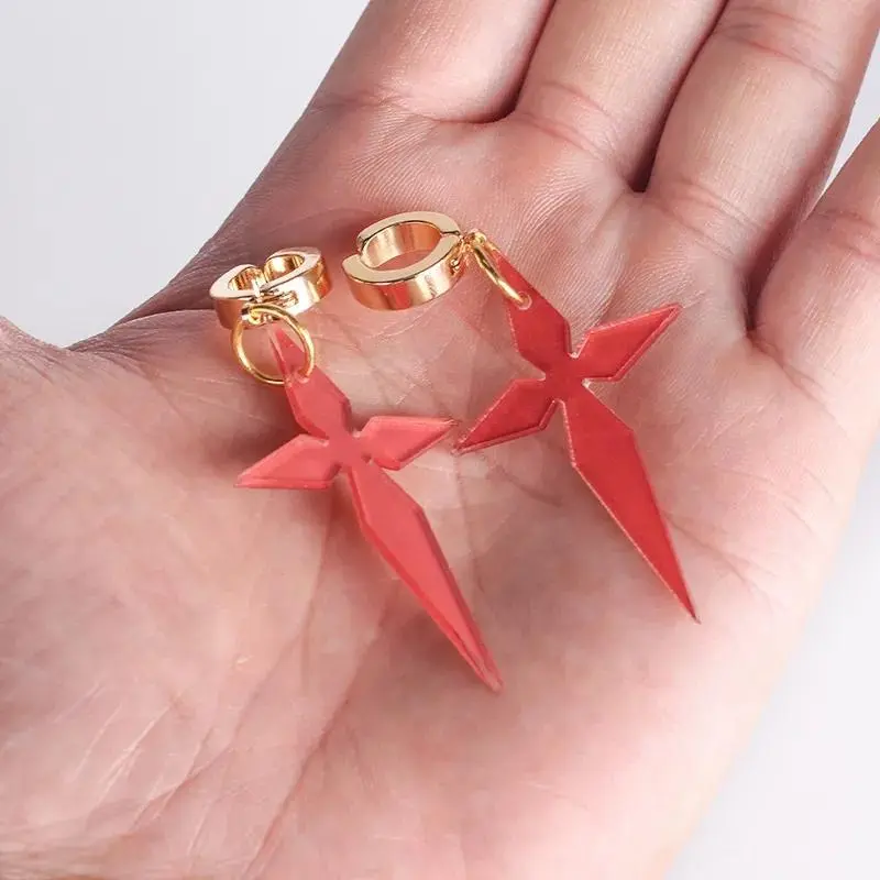 Game Honkai Impact 3 Kiana Kaslana Cosplay Earrings Red Maple Leaf Ear Pendant No Puncture Ear Clip Jewelry Eardrop Accessories