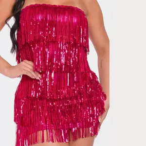 Lisa Sequin Fringe Tube Mini Dress Womenswear