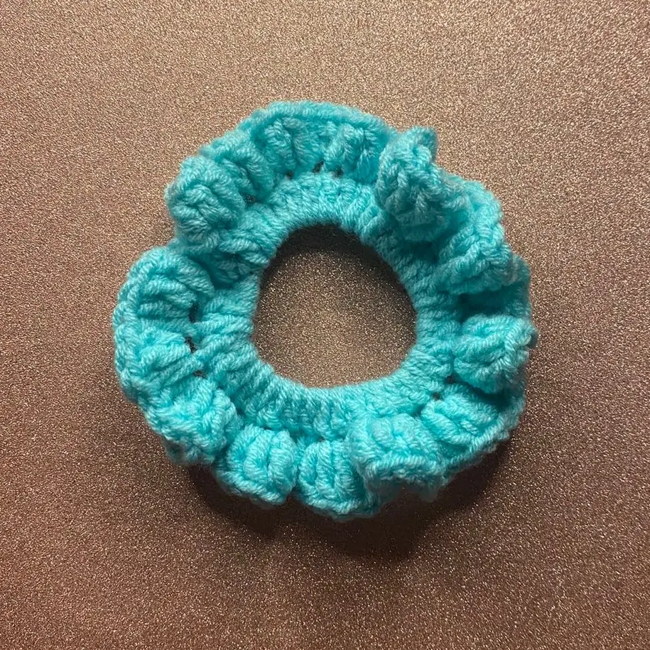 Aqua Crochet Hair Scrunchie
