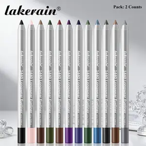 lakerain 2 Counts Longwear Sharpenable Eyeliner Pencil, Waterproof & Smudge-Proof, Long-lasting Color Lock, Glides Effortlessly Without Skipping, 12 High-Pigmented Shades, Must-Have Makeup Essential