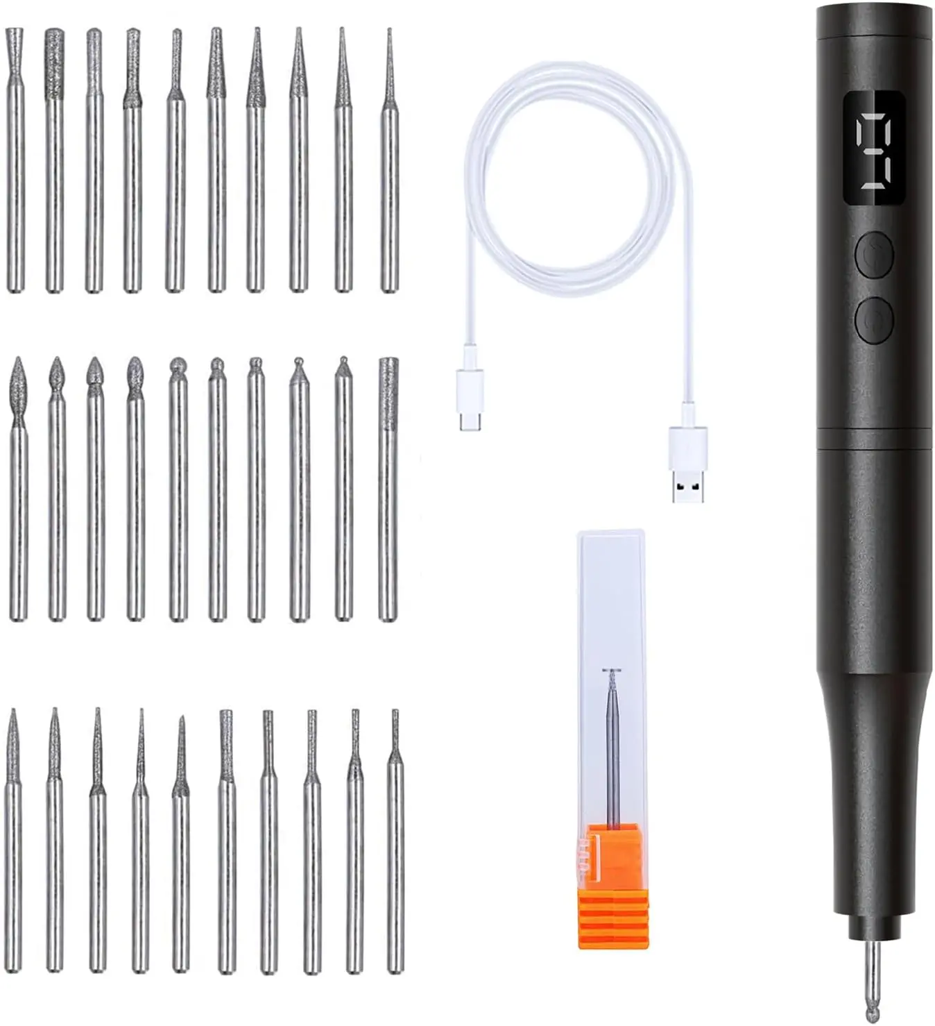 Electric Engraving Pen for & - Engraver Tool for DIY, Jewelry, Crafts, Surface Etching, With grinding head and K-tip (Compatible with Multiple) (Black)