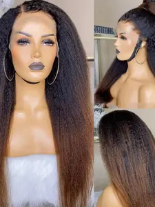 Women's Yaki Fashion Realistic Lace Front Wig, Super Soft Straight Hair, Pre-Beled Gradient, Daily Use, All Seasons